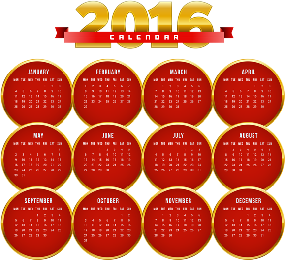 Transparent Red 2016 Calendar Png Image - Gold Calendar Png (600x546), Png Download