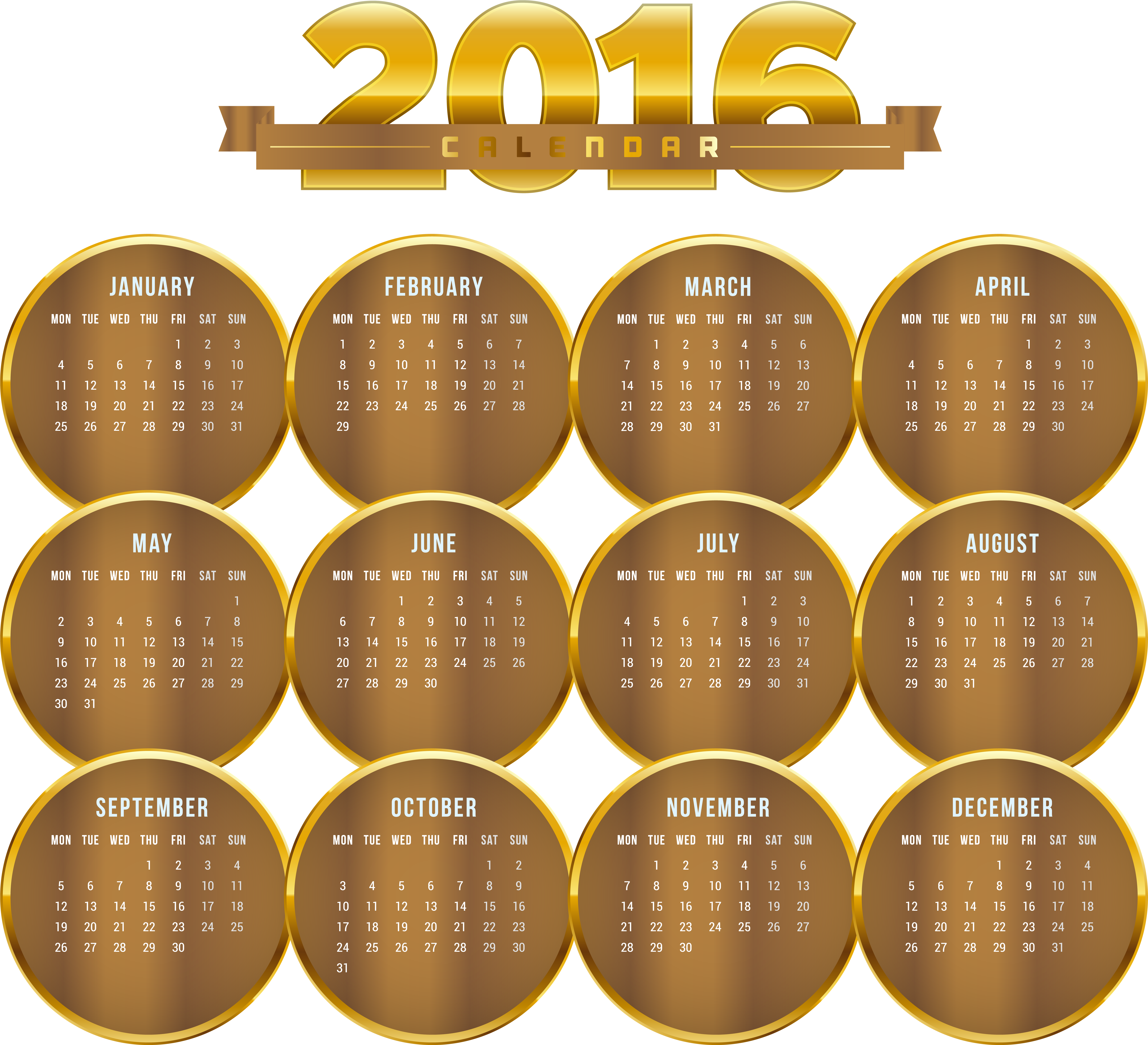 2016 Calendar Png (6295x5729), Png Download
