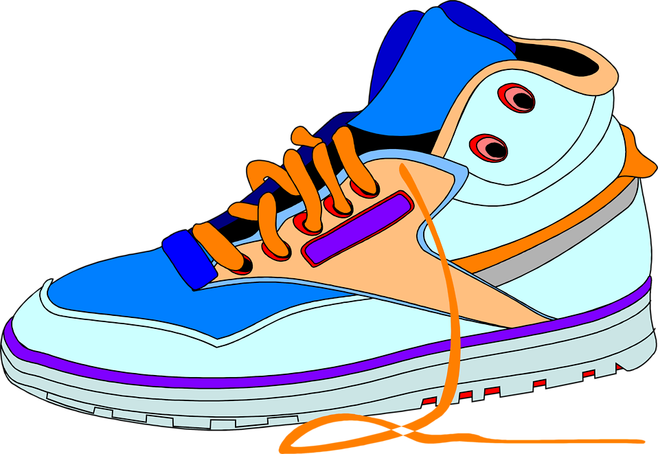 Sneaker - Cartoon Shoe With Transparent Background (958x661), Png Download