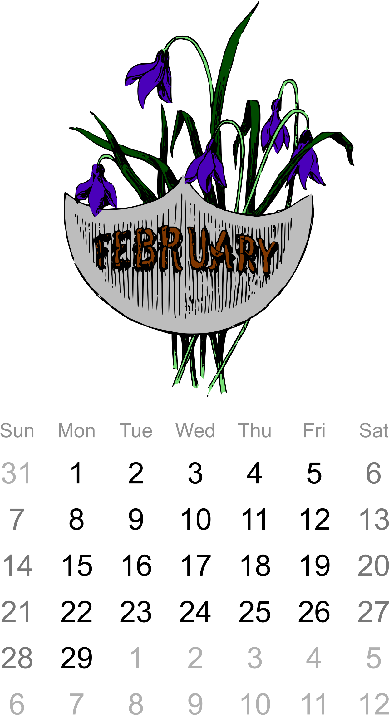 This Free Icons Png Design Of 2016 February Calendar (1697x2400), Png Download