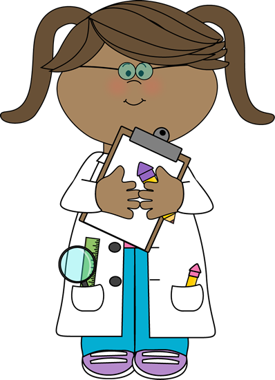 Girl Scientist With Clipboard - Kid Scientist Clipart (398x550), Png Download