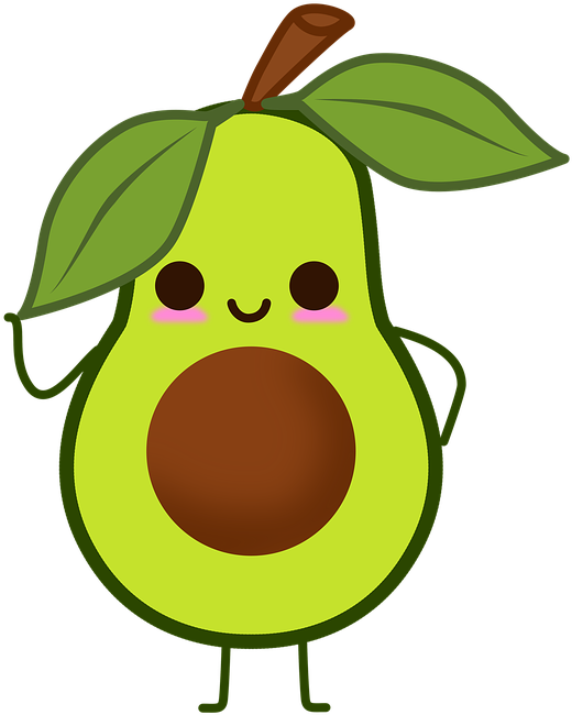 Nutrition For Nerds Nutrition, Manga, Food And Wine - Cute Avocado (636x720), Png Download