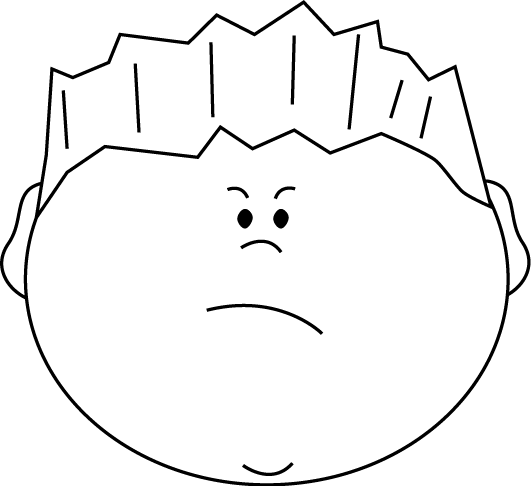 Black And White Angry Face Boy Clip Art - Angry Face Clip Art Black And White (531x486), Png Download