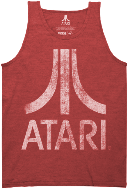 Atari Distressed Logo Adult Tank Top - Adult Green Classic Arcade Video Game System Atari (494x659), Png Download