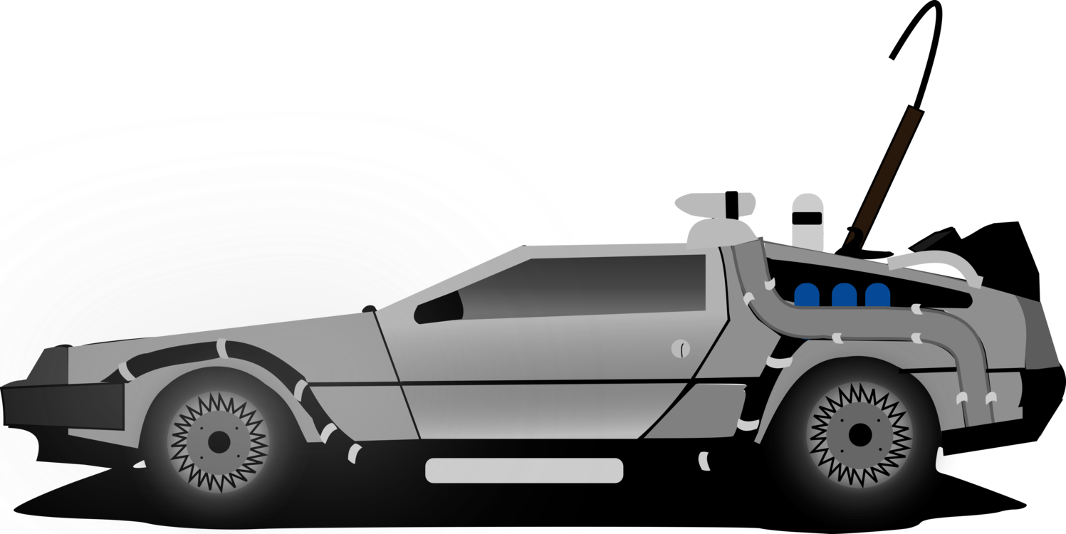 Delorean Dmc-12 Car Marty Mcfly Delorean Time Machine - Cartoon Back To The Future Car (1497x750), Png Download