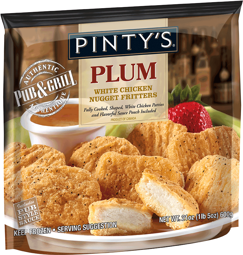 Pinty's P&g Plum White Chicken Nugget Fritters - Chicken (864x936), Png Download