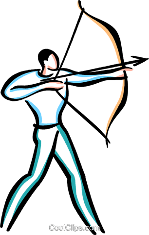 Man Shooting Bow And Arrow Royalty Free Vector Clip - Restaurant (306x480), Png Download