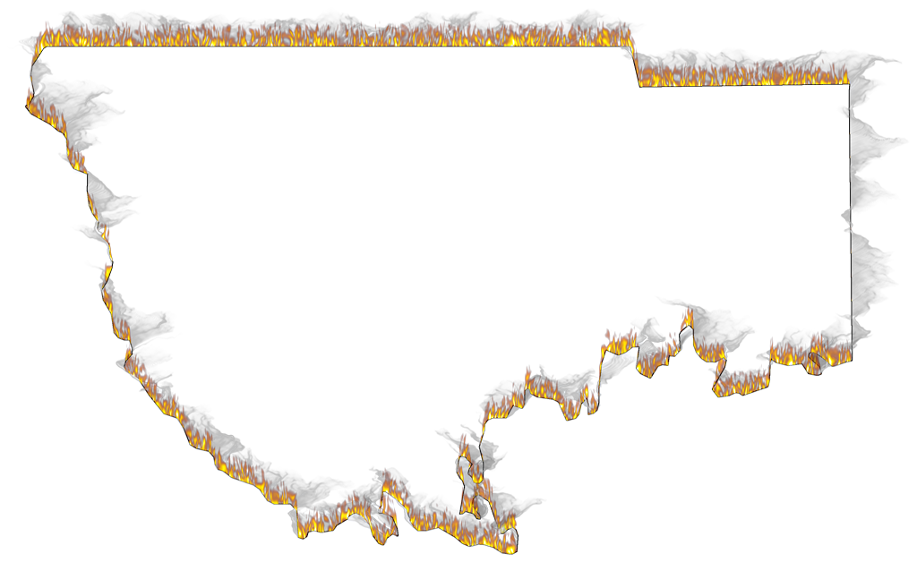 A Flame And Smoke Outline Map Of Wakulla - Fire Frame Transparent Png (1024x628), Png Download