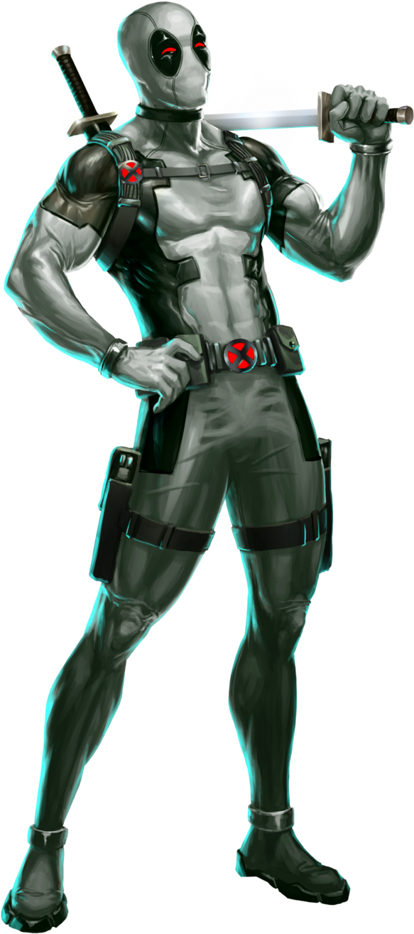Deadpool X Force Puzzle Quest By Alexiscabo1 On Deviantart - Deadpool Black And White Suit (595x1342), Png Download