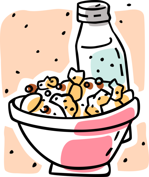 Bowl Of Cereal With Milk - Petiscos Vetor Png (589x700), Png Download