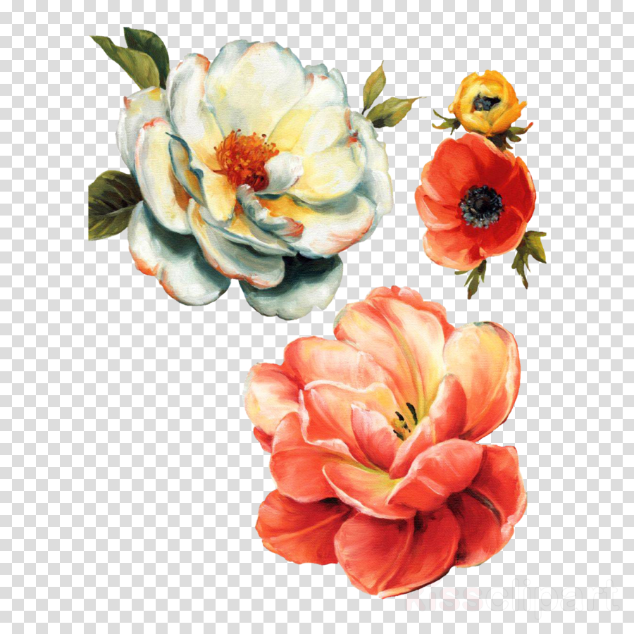 Floral Story Ii On Grey Canvas Clipart Floral Design (900x900), Png Download