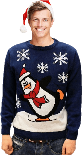 Jersey Navideño Hombre Pingüino Azul Marino (640x640), Png Download