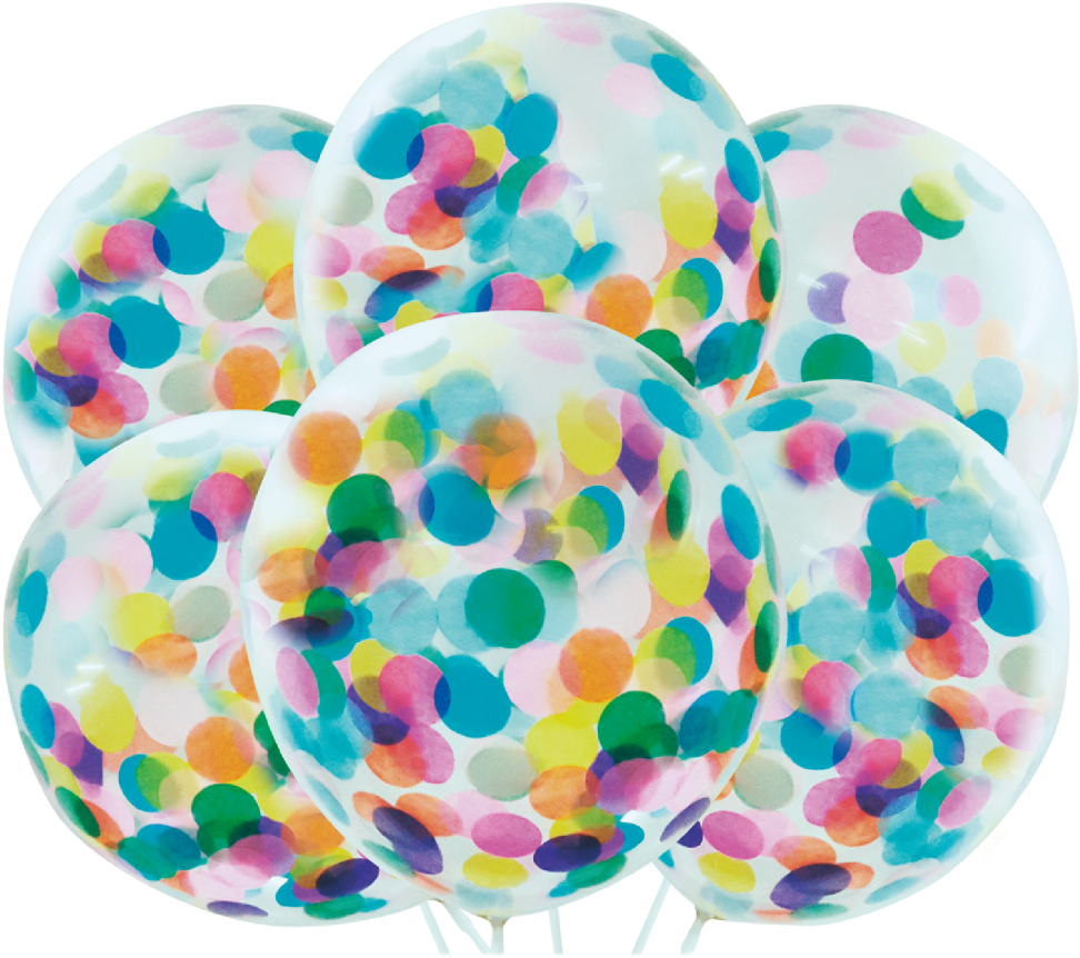 Clear Balloon With Multicoloured Confetti Pack Of (1013x900), Png Download