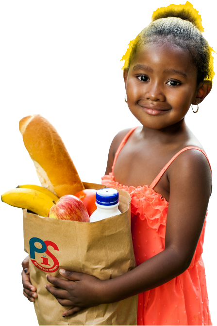Little Girl Holding Groceries (477x716), Png Download