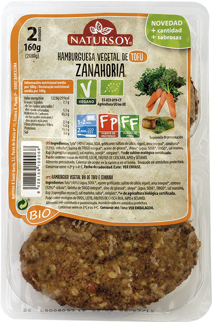 Hamburguesa De Tofu Y Zanahoria 2 Und (800x640), Png Download