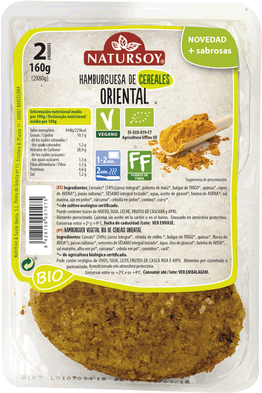 Hamburguesa De Cereales Oriental 2 Und (800x800), Png Download