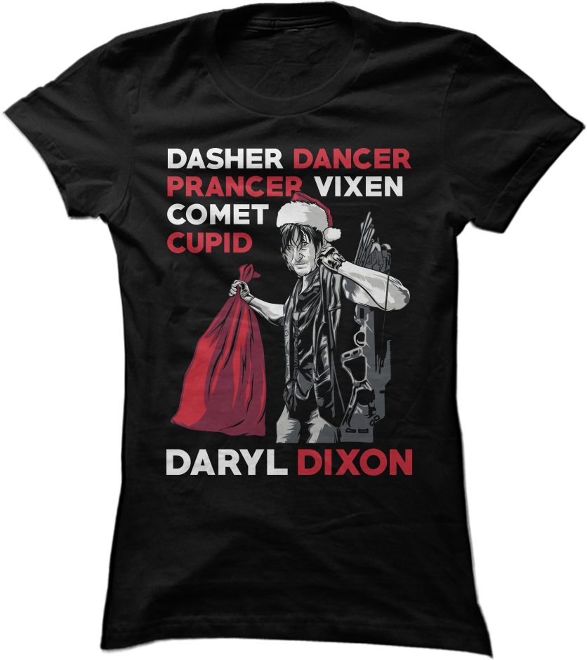 "dasher Dancer Prancer Vixen Comet Cupid Daryl Dixon" (900x1089), Png Download