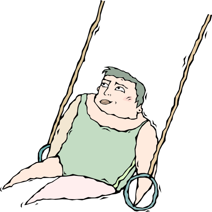 Vector Illustration Of Gymnast Competes On Rings In (700x700), Png Download