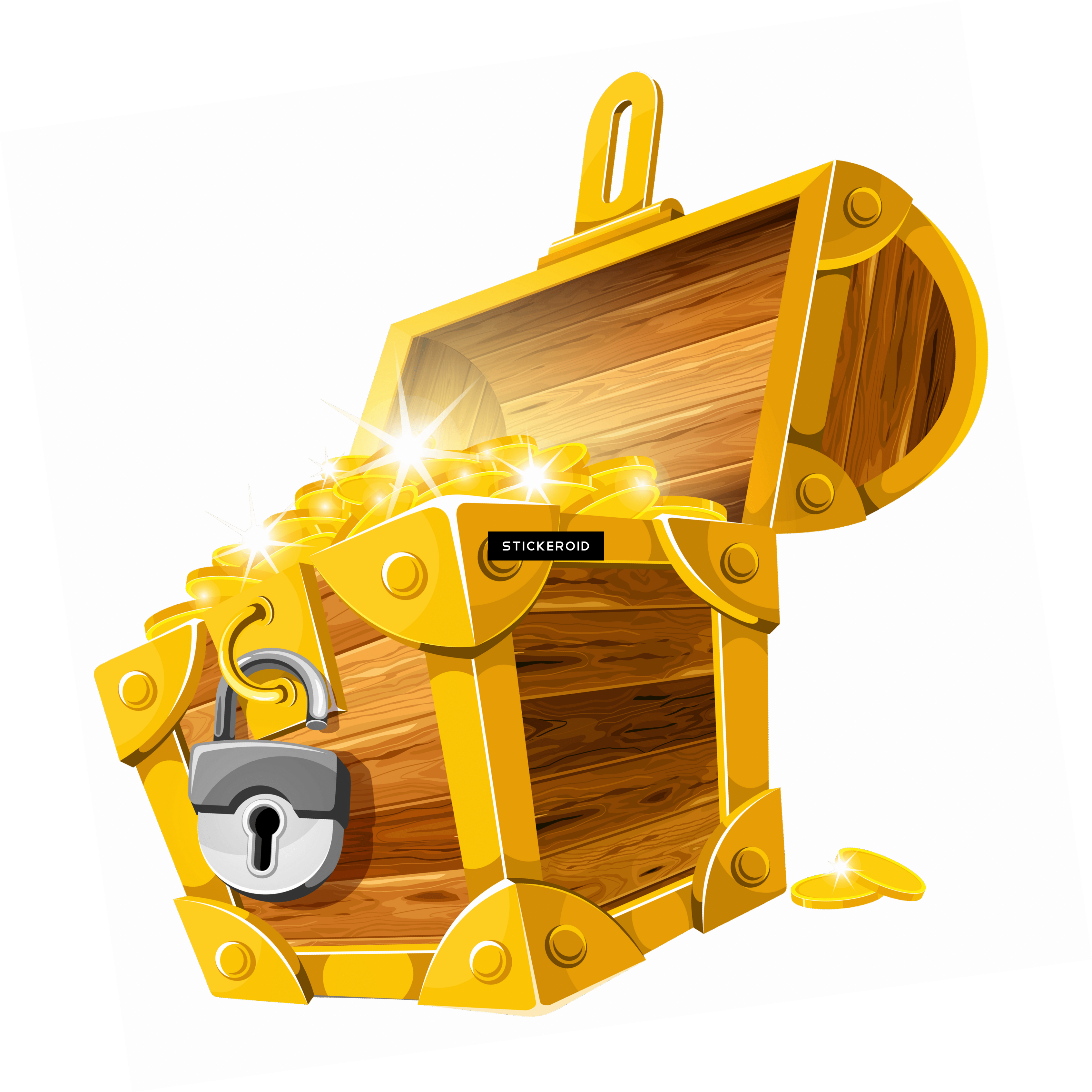 Open Chest With Lock (3387x3388), Png Download