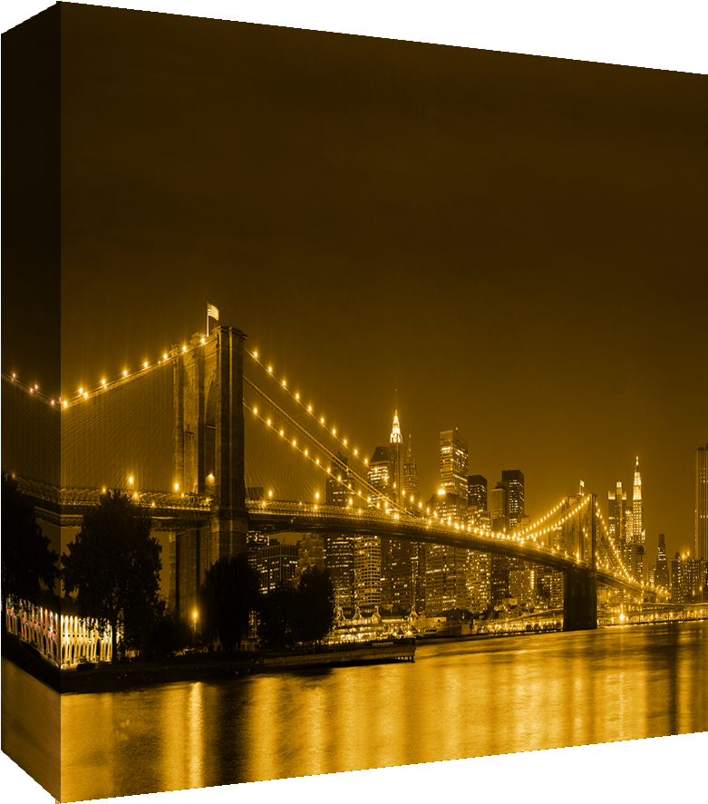 New York Brooklyn Bridge Skyline Canvas Wall Art (900x900), Png Download