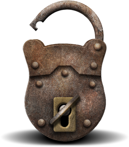 Antique-padlock (557x600), Png Download