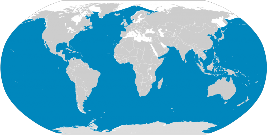 Where Do Blue Whales Live Map (1024x527), Png Download