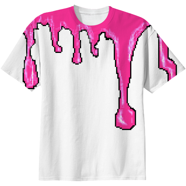 Dripping Pink T Shirt $38 (608x621), Png Download