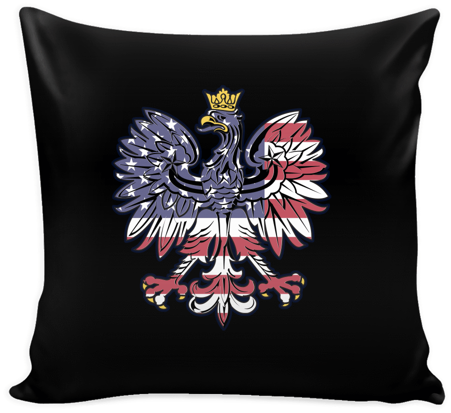 Polish Eagle American Flag Pillow Cover (1024x1024), Png Download