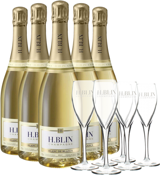 Pack 6 Bottles Champagne H (600x600), Png Download
