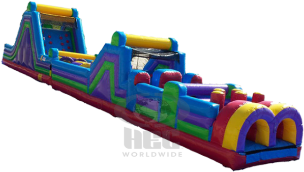 Mega 70' Obstacle Course With Rock Climb And Slide (600x600), Png Download