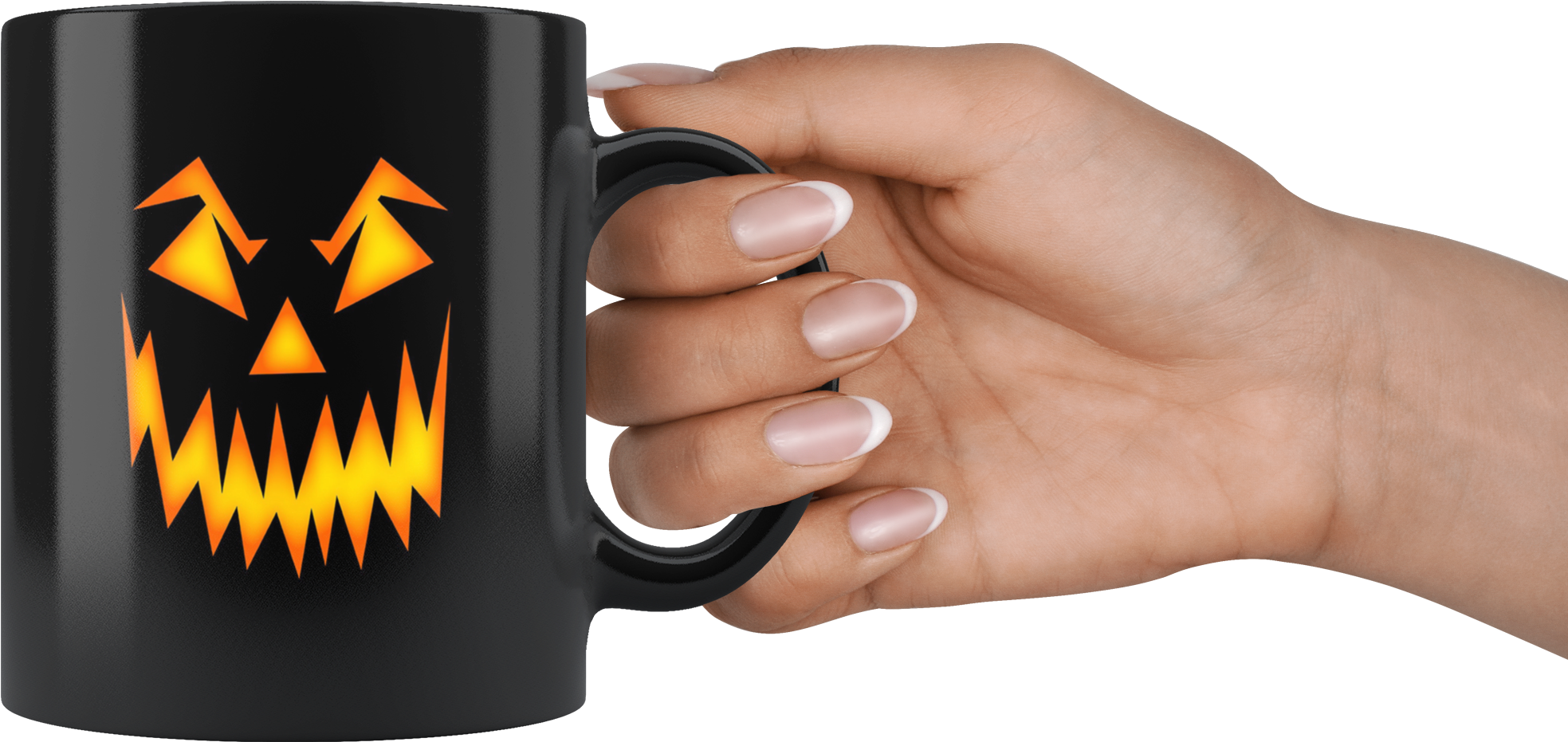 Scary Black 11oz Pumpkin Face Coffee Tea Mug (2000x2000), Png Download