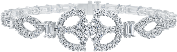 Art Deco By Harry Winston, Diamond Single Motif Bracelet (760x500), Png Download