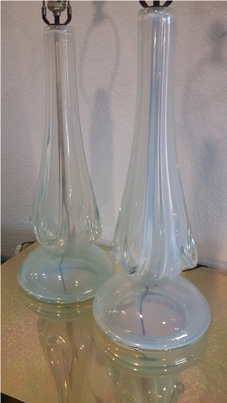 Pair Of Opal Murano Lamps (800x800), Png Download