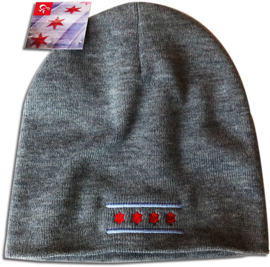 Grey Chicago Flag Beanie Gorrita, Chicago (585x576), Png Download
