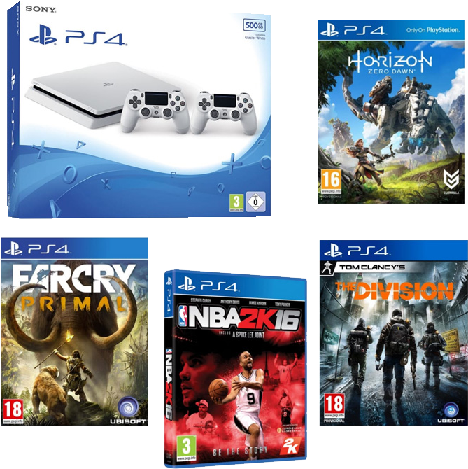 Bon Plan Ps4 Slim Blanche 2 Manettes 4 Jeux À 299 Euros (700x700), Png Download