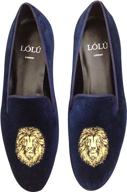 Navy Blue Slippers With Lion Crest (891x843), Png Download