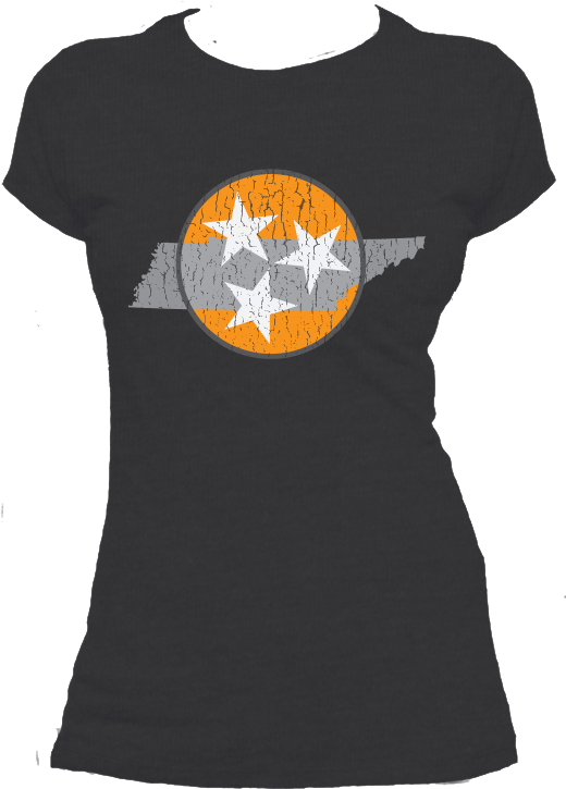 Tri Star Orange Womens Short Sleeve T Shirt (1000x1000), Png Download
