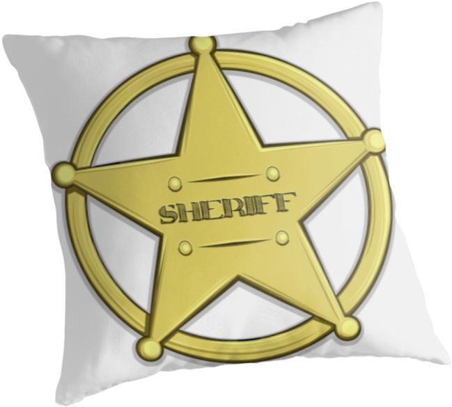 Sheriff's Badge Pillow By Anmgoug On Redbubble (875x875), Png Download