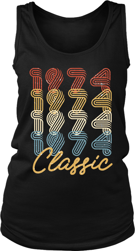 Women's 44th Birthday Gift Vintage 1974 Retro Classic (1024x1024), Png Download