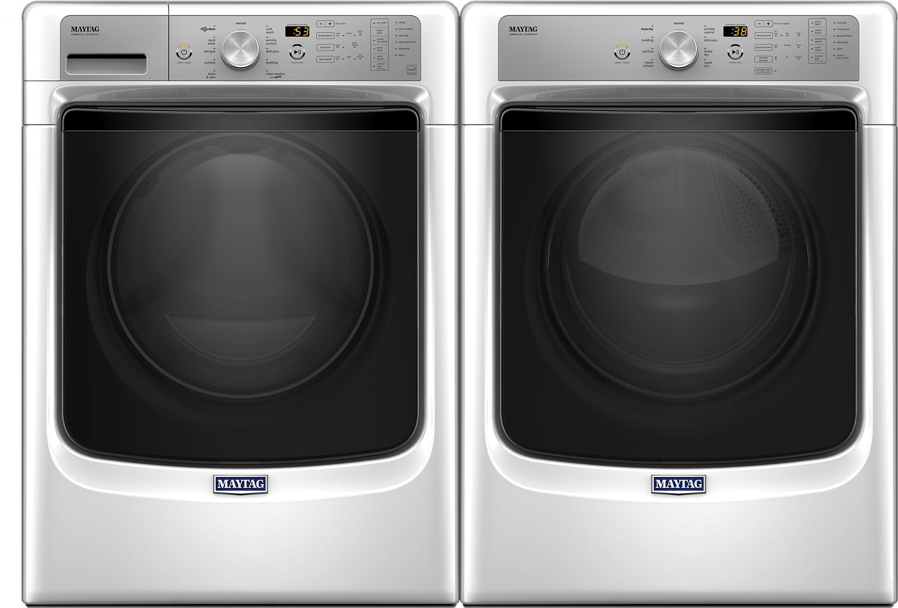 Maytag® Front Load Laundry Pair White Malaumed8200fw (1800x1800), Png Download