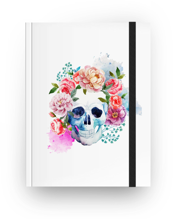 Caderno Caveira Em Flores De Sereiartena (800x800), Png Download