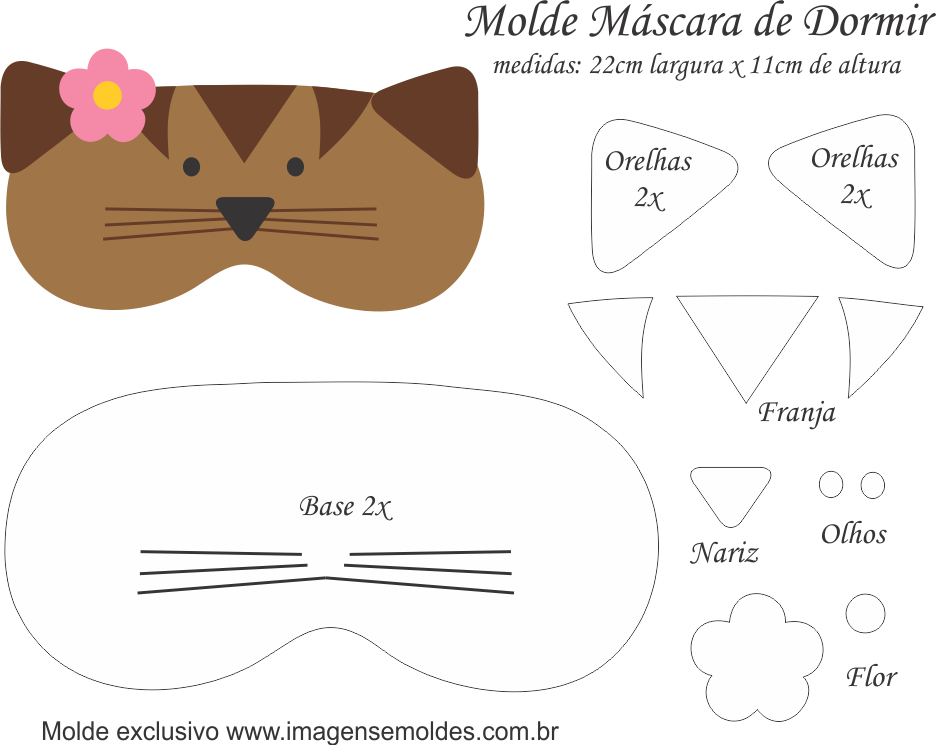 Molde M%c3%a1scara De Dormir Gatinha Marrom (936x745), Png Download