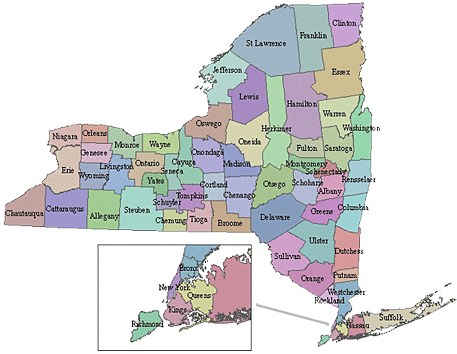 County Governments - Map Of New York (457x354), Png Download
