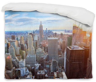 Aerial View Of Manhattan Skyline At Sunset, New York - Great Art New York Penthouse Skyline Photo Wallpaper (400x400), Png Download