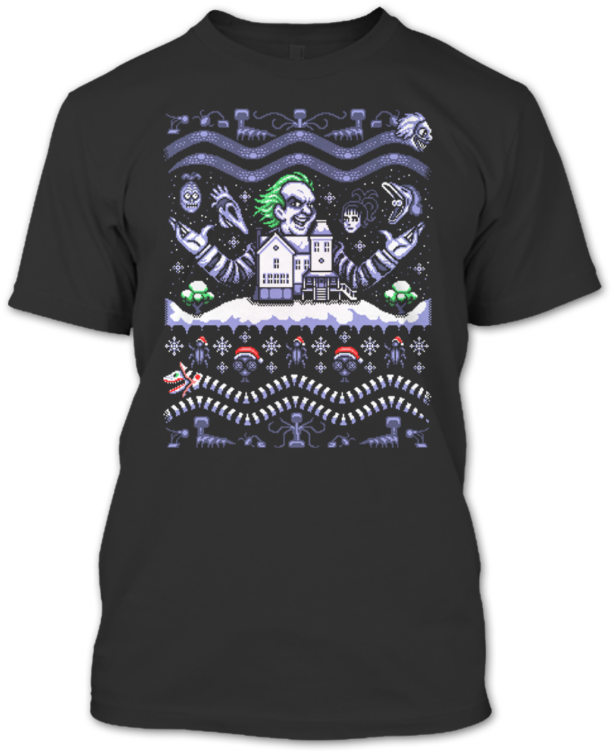 A Black T-shirt With The Shopify Logo - Ugly Christmas Sweater Ugly Ugly Ugly! (1080x1080), Png Download