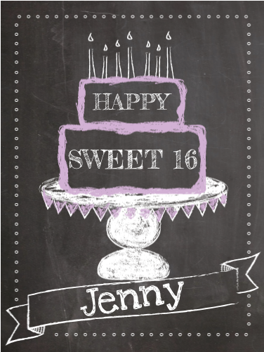 Happy Sweet 16 Chalkboard (740x500), Png Download