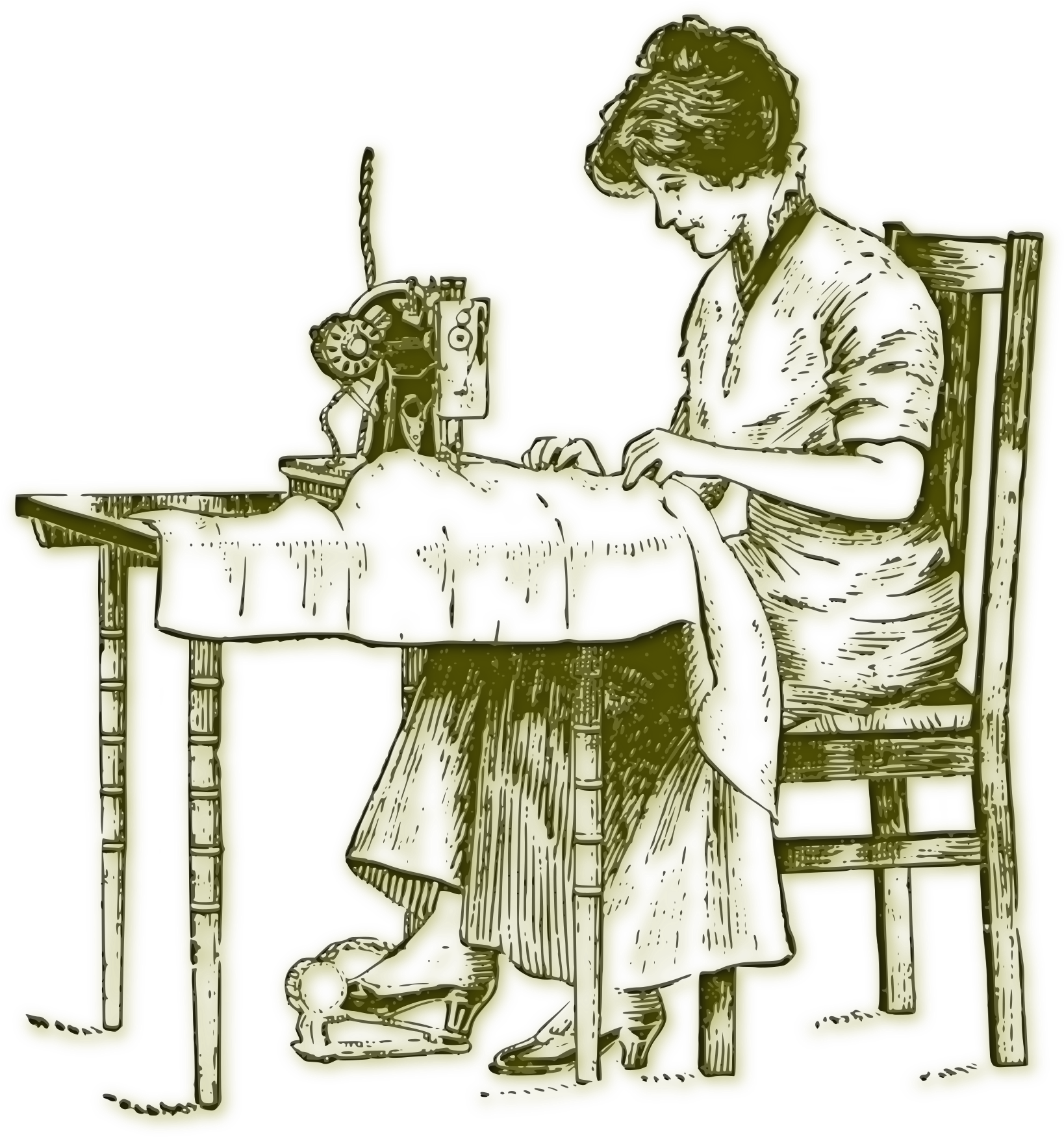 This Free Icons Png Design Of Sewing Woman Vintage (1697x2400), Png Download