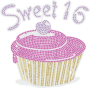 Sweet 16 Cherry Cake With Rhinestone Combination (415x415), Png Download