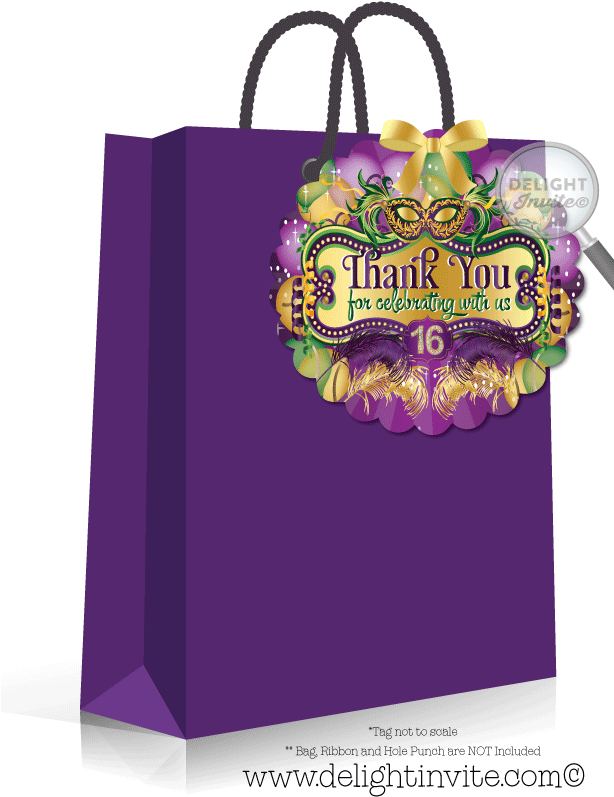 Sweet 16 Mardi Gras Favor Tags - Greeting Card (613x822), Png Download