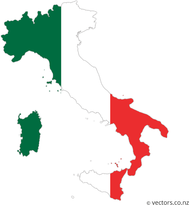 Flag Vector Map Of Italy - Italy Map Vector (700x700), Png Download